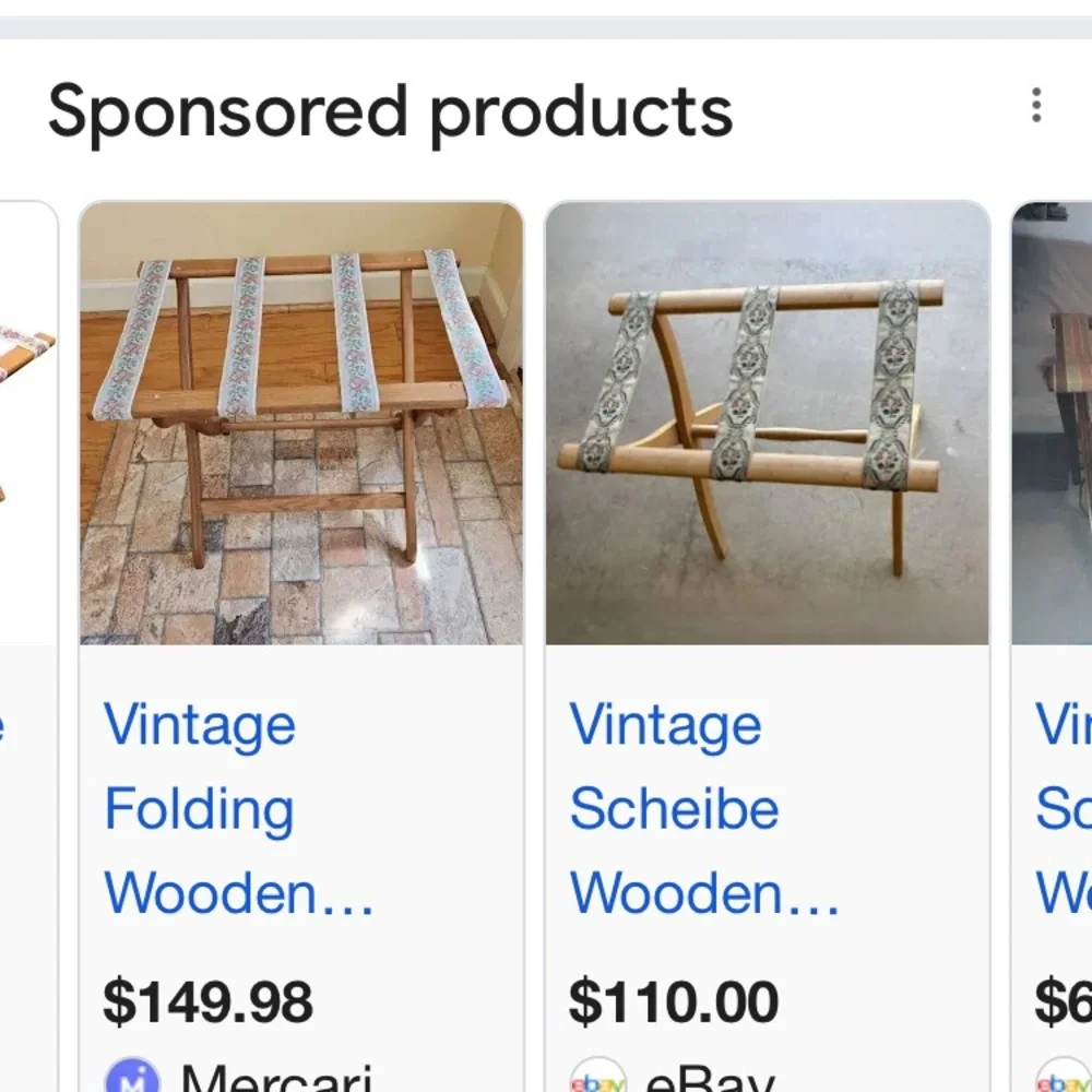 Vintage Genuine SCHEIBE Wooden Folding Luggage Suitcase Rack Stand Cottagcore
